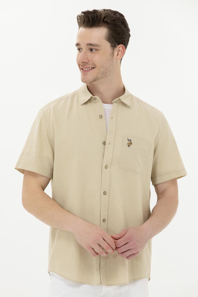 Erkek Haki Kısa Kollu Gömlek - 50262957033