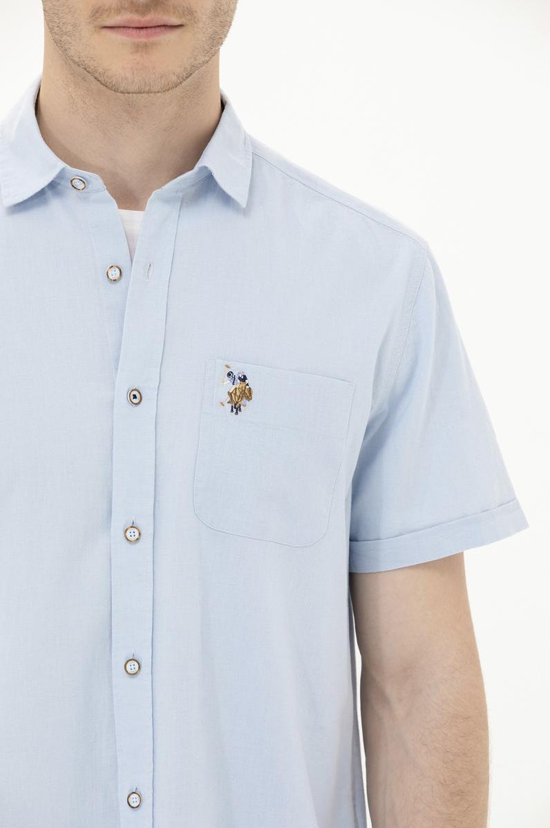Erkek Açık Mavi Kısa Kollu Gömlek