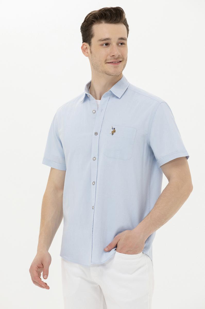 Erkek Açık Mavi Kısa Kollu Gömlek