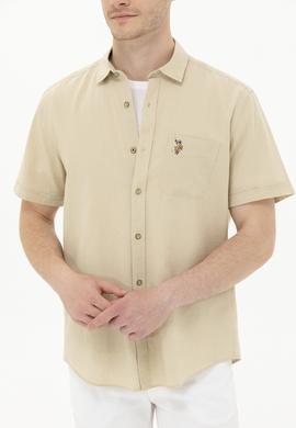 Erkek Haki Kısa Kollu Gömlek - 50262957033