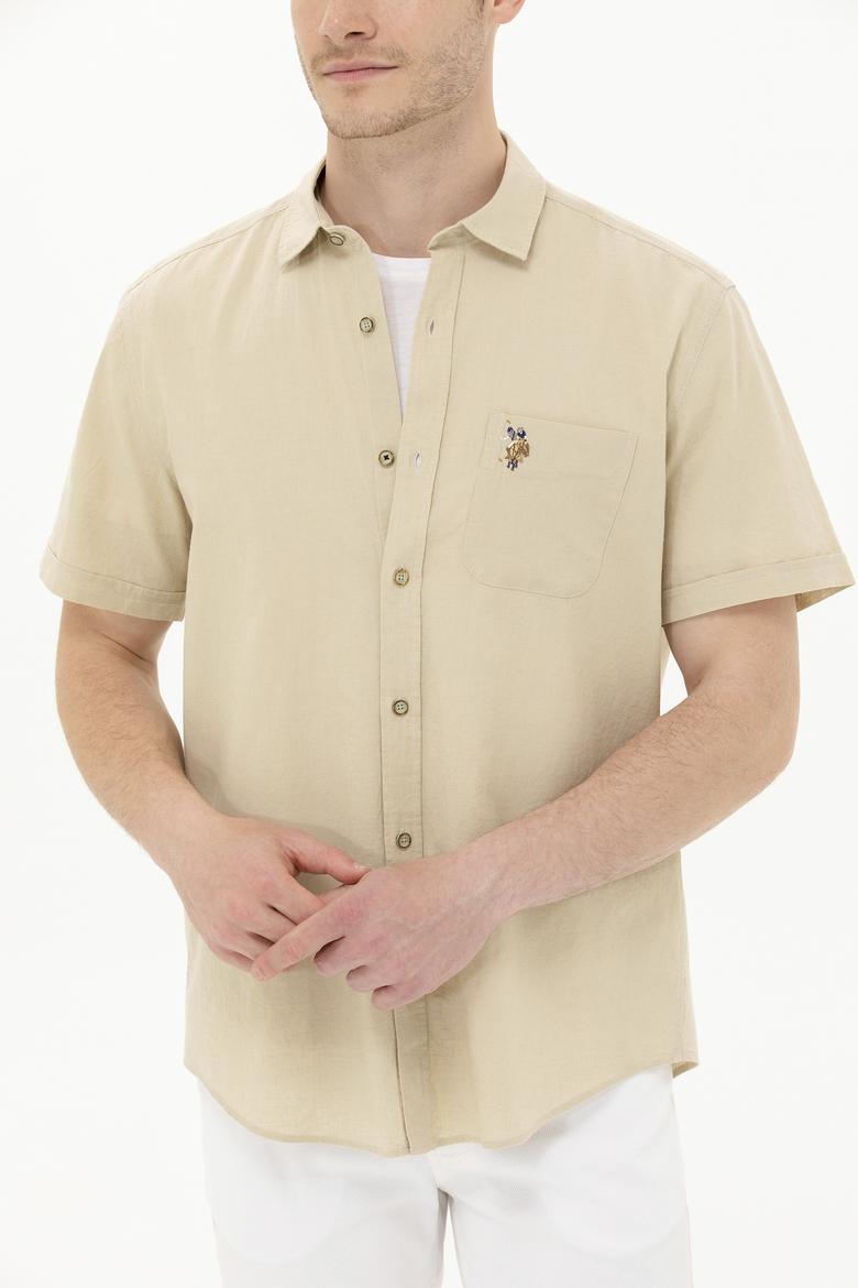 Erkek Haki Kısa Kollu Gömlek - 50262957033