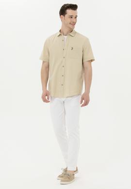 Erkek Haki Kısa Kollu Gömlek - 50262957033