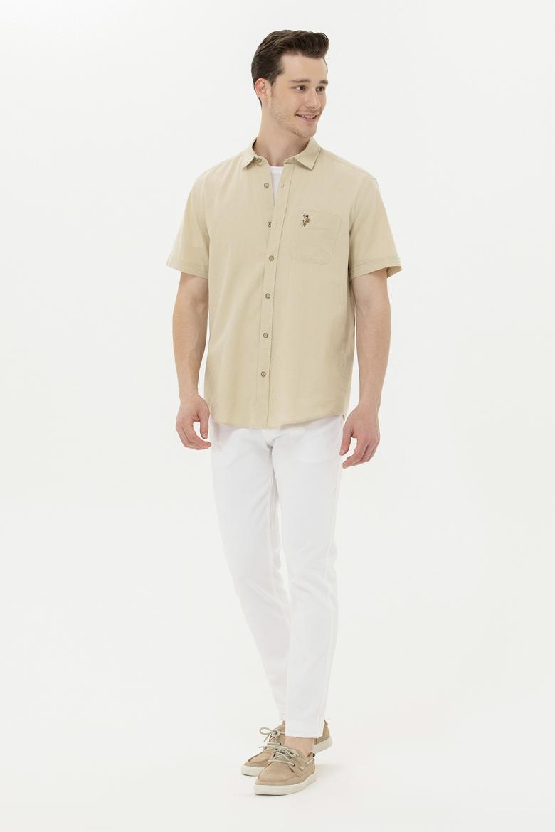 Erkek Haki Kısa Kollu Gömlek - 50262957033