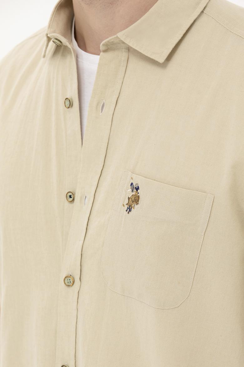 Erkek Haki Kısa Kollu Gömlek - 50262957033