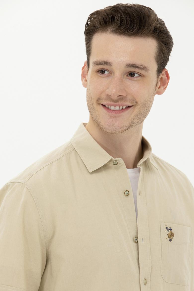 Erkek Haki Kısa Kollu Gömlek - 50262957033
