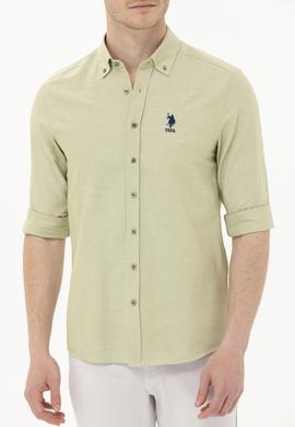 Erkek Koyu Haki Uzun Kollu Basic Gömlek - 50262980030