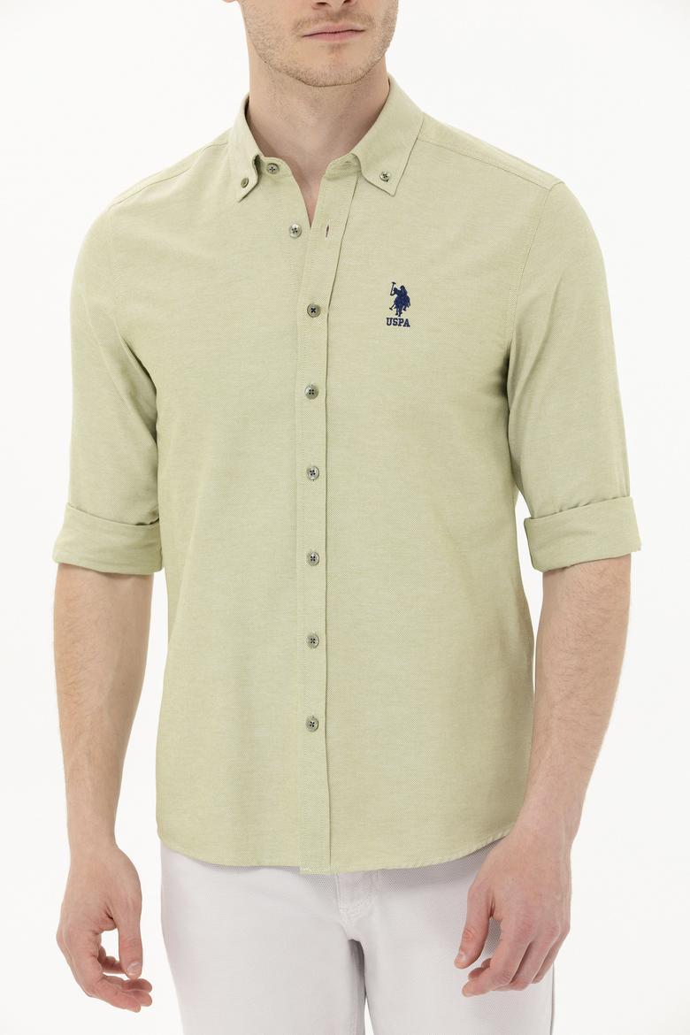 Erkek Koyu Haki Uzun Kollu Basic Gömlek - 50262980030