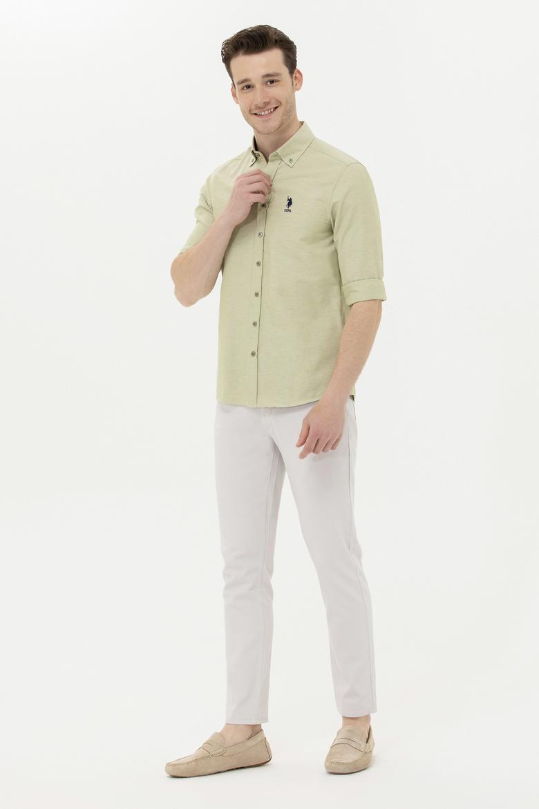 Erkek Koyu Haki Uzun Kollu Basic Gömlek - 50262980030