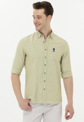 Erkek Koyu Haki Uzun Kollu Basic Gömlek - 50262980030