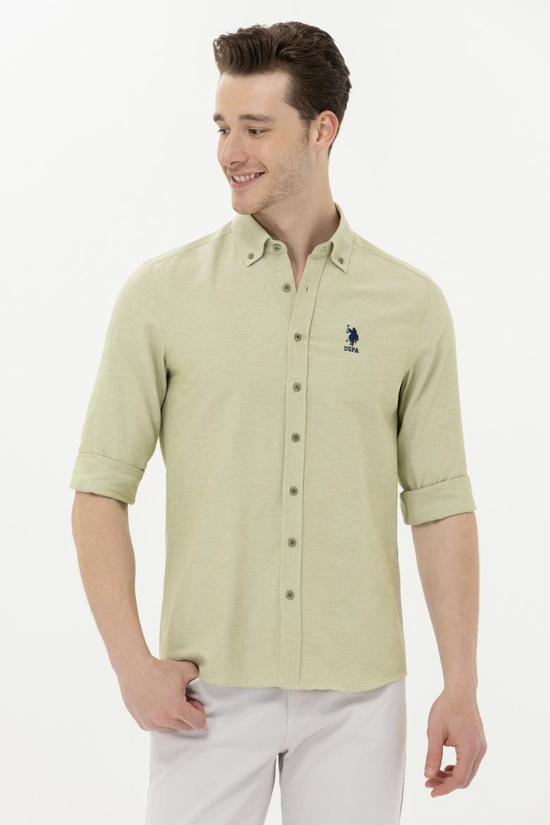 Erkek Koyu Haki Uzun Kollu Basic Gömlek - 50262980030