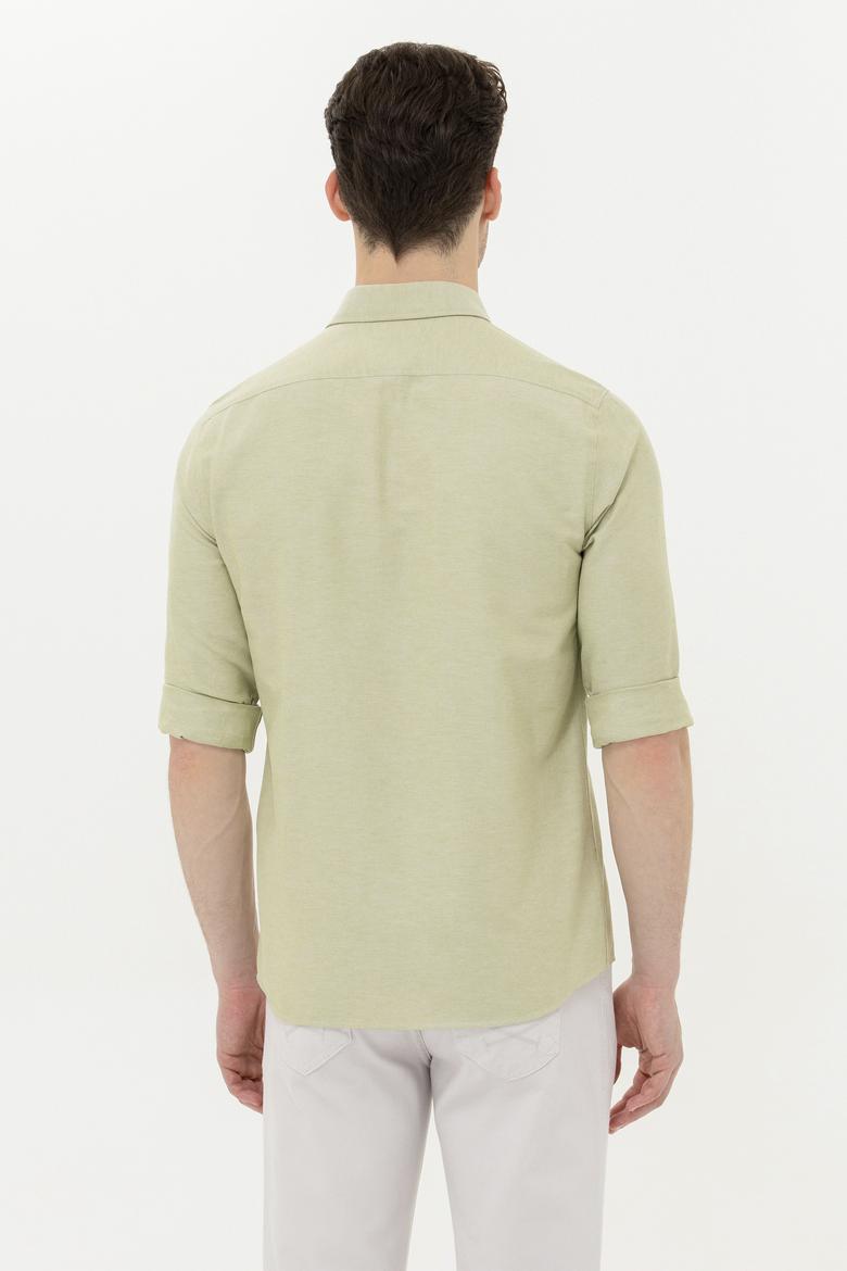 Erkek Koyu Haki Uzun Kollu Basic Gömlek - 50262980030