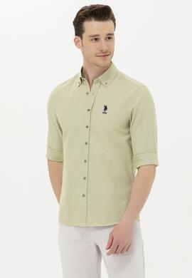 Erkek Koyu Haki Uzun Kollu Basic Gömlek - 50262980030