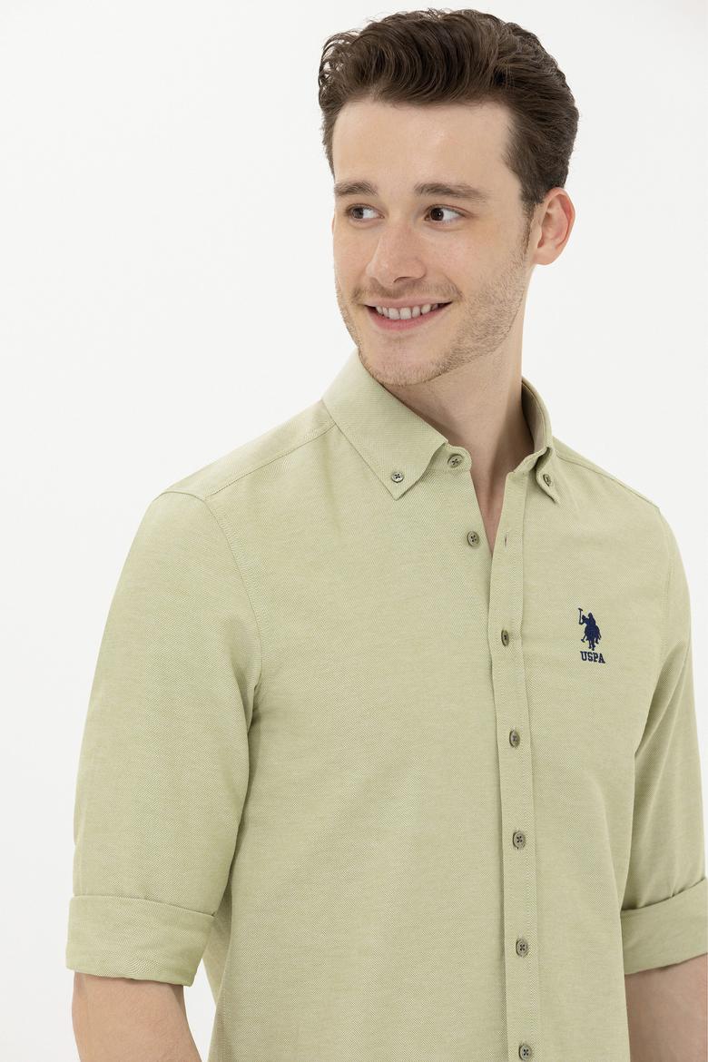 Erkek Koyu Haki Uzun Kollu Basic Gömlek - 50262980030