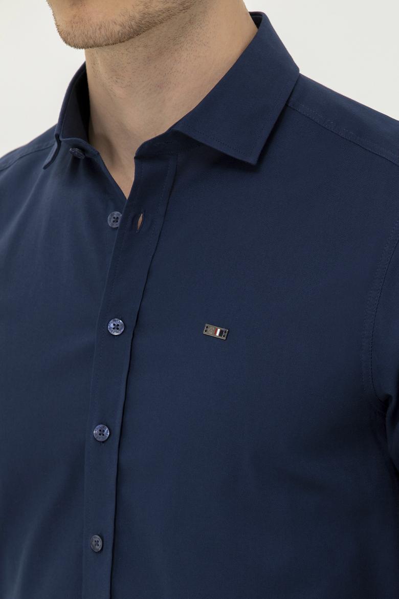 Erkek Lacivert Uzun Kollu Basic Gömlek - 50263048024