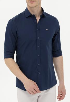 Erkek Lacivert Uzun Kollu Basic Gömlek - 50263048024