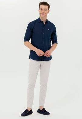 Erkek Lacivert Uzun Kollu Basic Gömlek - 50263048024