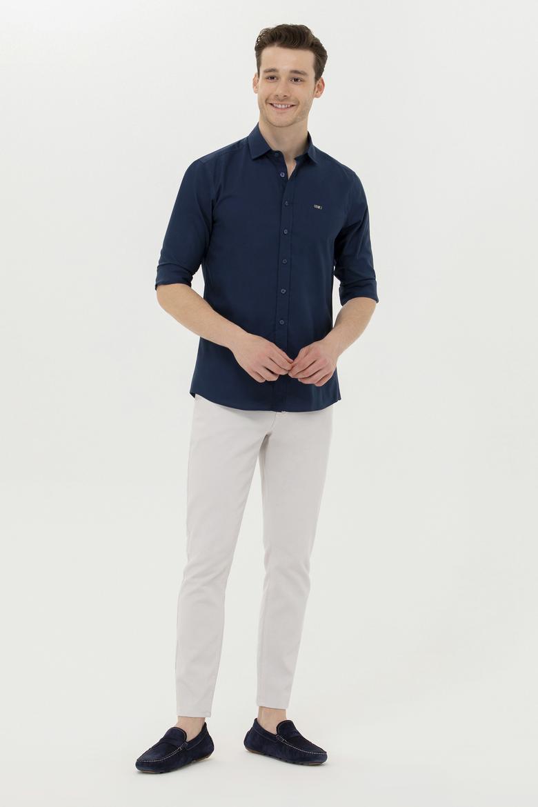 Erkek Lacivert Uzun Kollu Basic Gömlek - 50263048024
