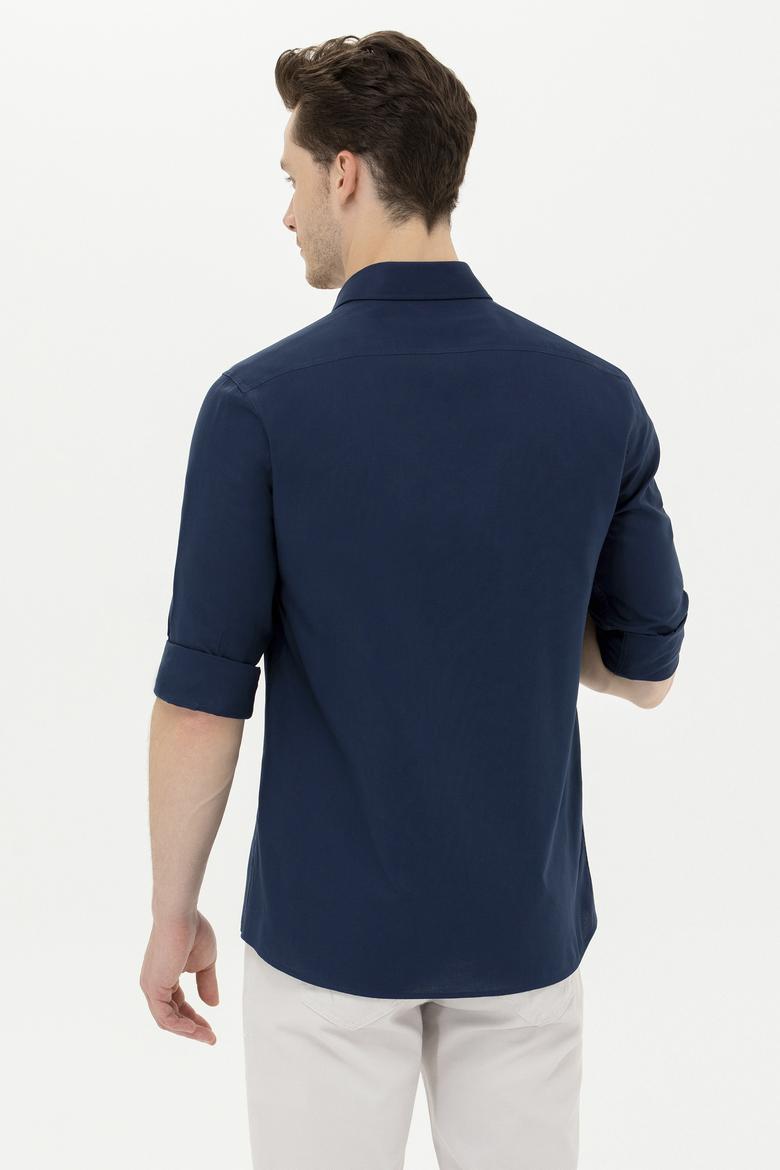 Erkek Lacivert Uzun Kollu Basic Gömlek - 50263048024