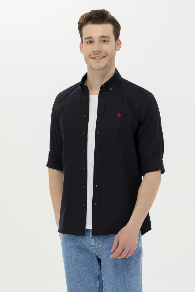 Erkek Siyah Uzun Kollu Basic Gömlek