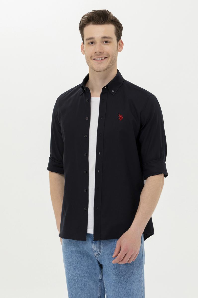 Erkek Siyah Uzun Kollu Basic Gömlek