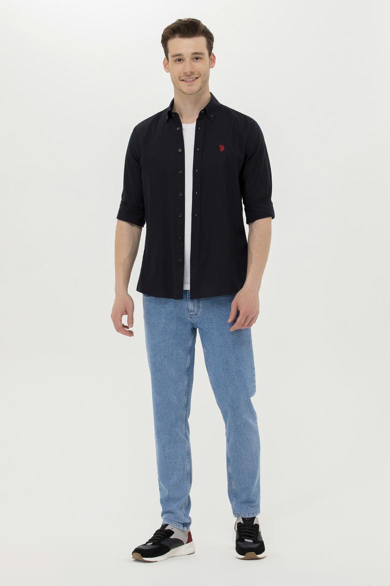 Erkek Siyah Uzun Kollu Basic Gömlek - 50263049122