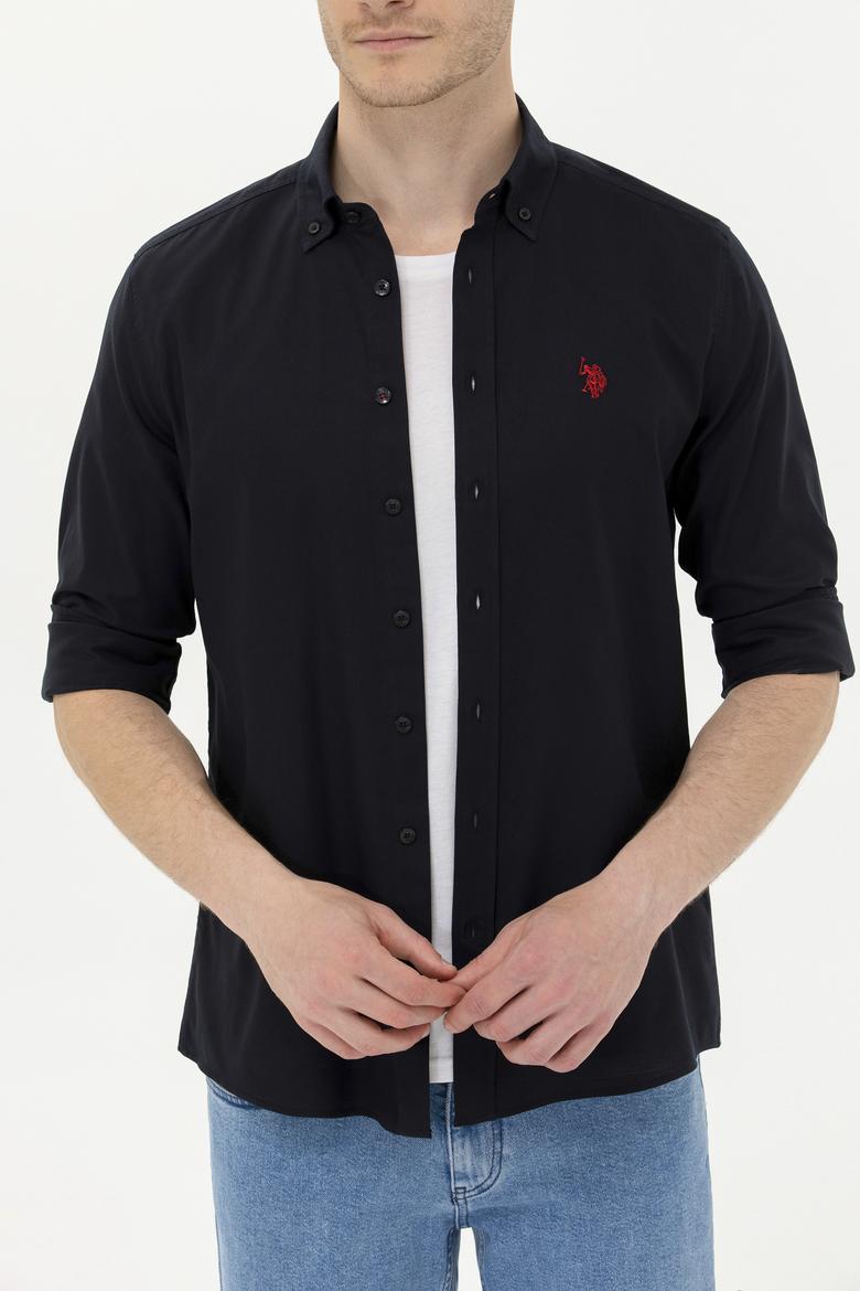 Erkek Siyah Uzun Kollu Basic Gömlek - 50263049122