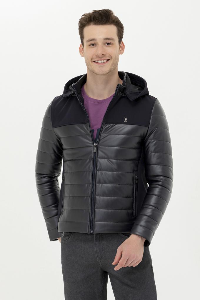 Erkek Lacivert Deri Ceket