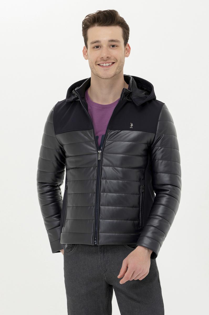 Erkek Lacivert Deri Ceket