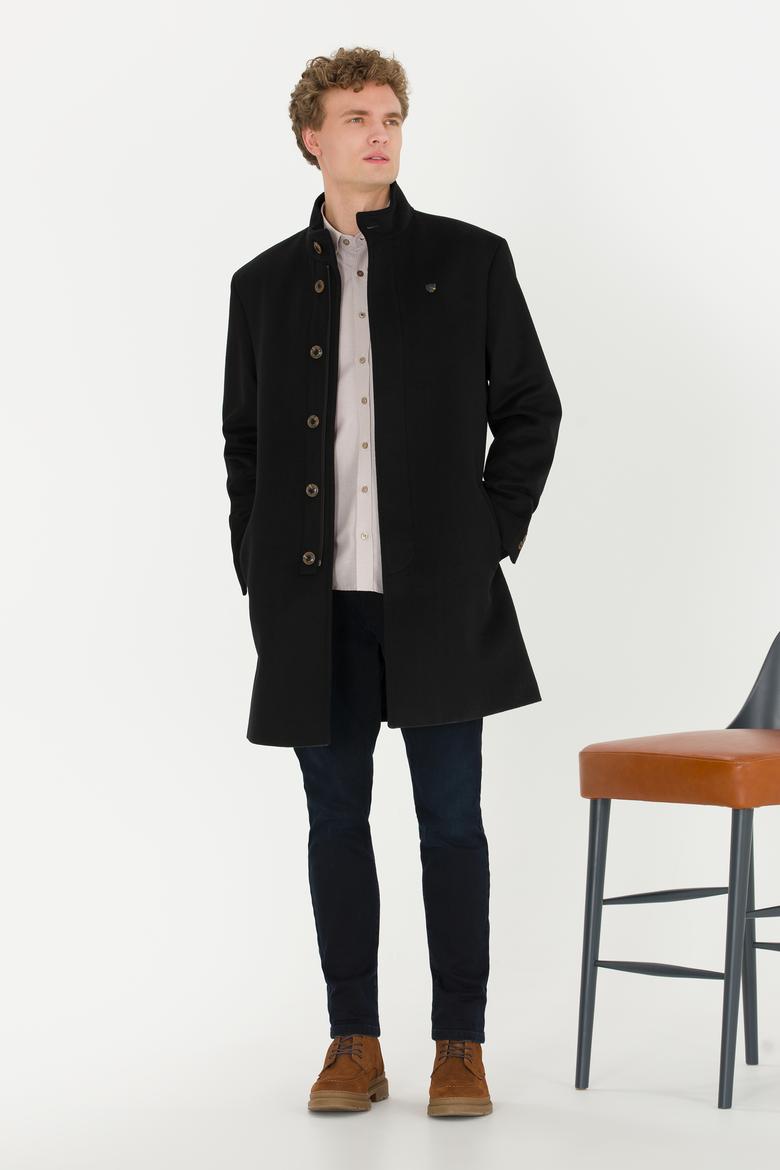 Erkek Koyu Antrasit Kaşe Kaban - 50256298013