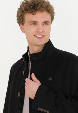 Erkek Koyu Antrasit Kaşe Kaban - 50256298013