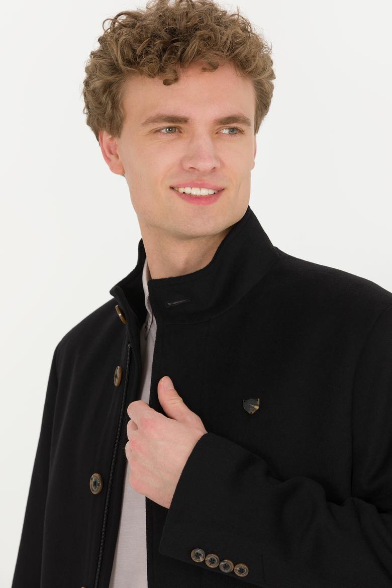 Erkek Koyu Antrasit Kaşe Kaban - 50256298013