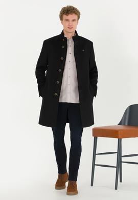 Erkek Koyu Antrasit Kaşe Kaban - 50256298013