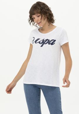 Kadın Beyaz Bisiklet Yaka Tişört - 50251960005