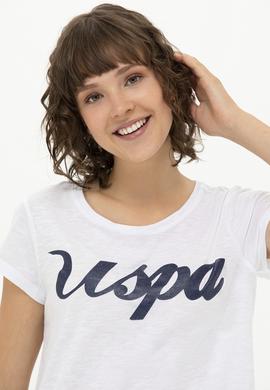 Kadın Beyaz Bisiklet Yaka Tişört - 50251960005