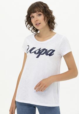 Kadın Beyaz Bisiklet Yaka Tişört - 50251960005