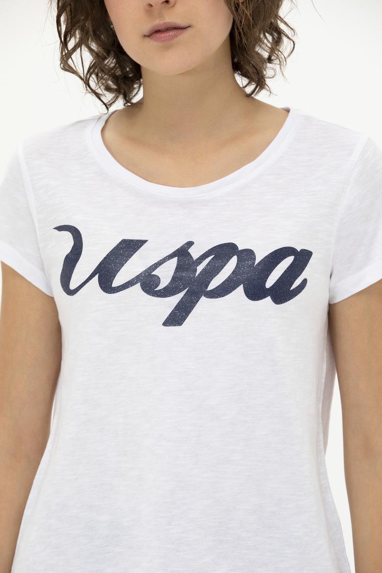 Kadın Beyaz Bisiklet Yaka Tişört - 50251960005