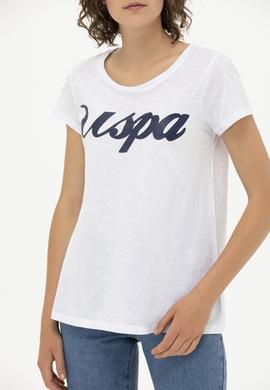 Kadın Beyaz Bisiklet Yaka Tişört - 50251960005