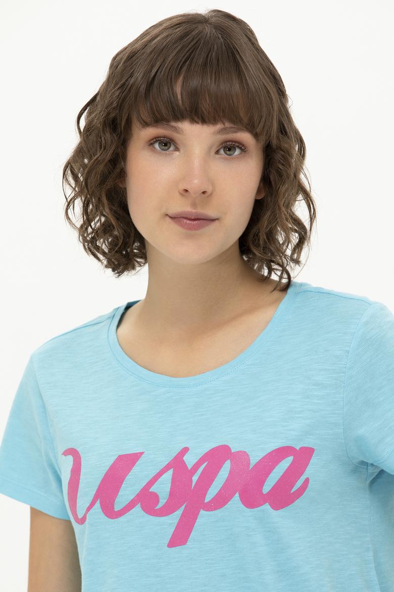 Kadın Turkuaz Bisiklet Yaka Tişört - 50251960012