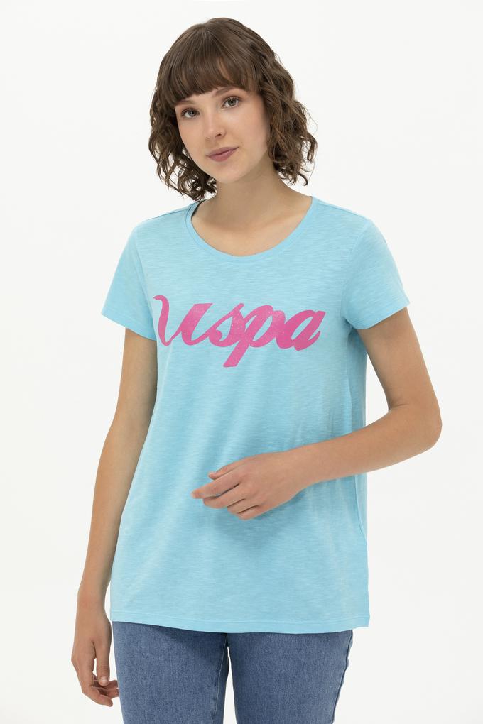 Kadın Turkuaz Bisiklet Yaka Tişört