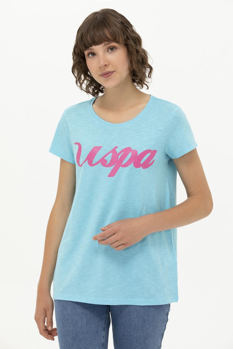 Kadın Turkuaz Bisiklet Yaka Tişört