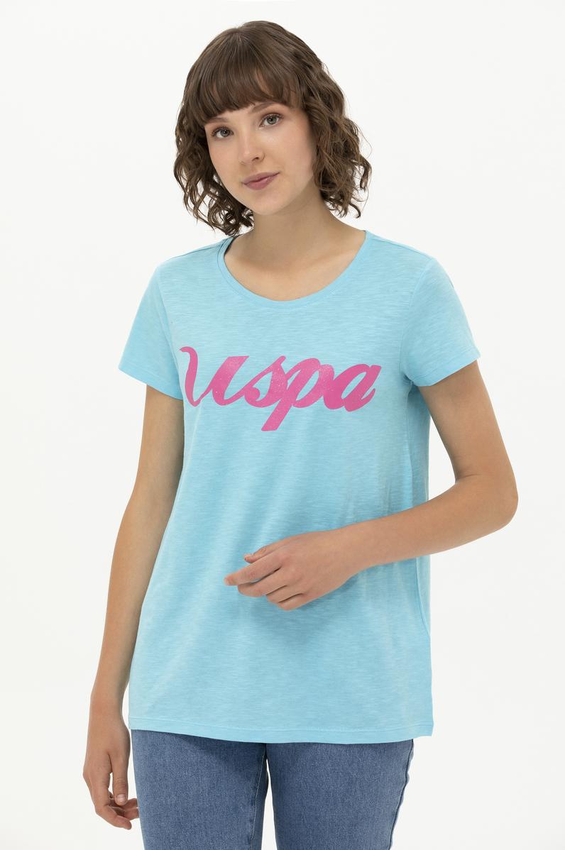 Kadın Turkuaz Bisiklet Yaka Tişört