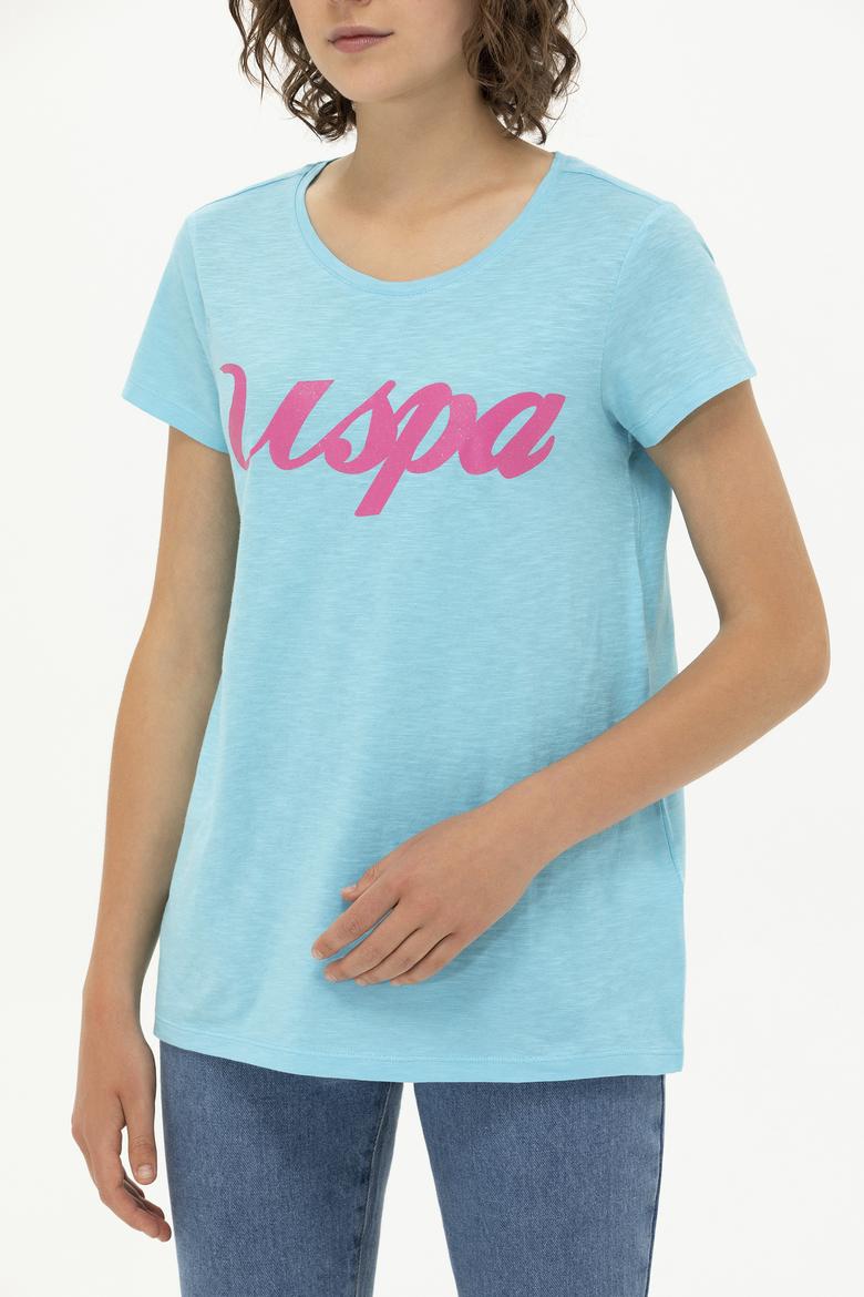 Kadın Turkuaz Bisiklet Yaka Tişört - 50251960012