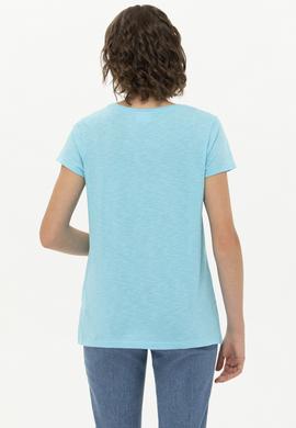 Kadın Turkuaz Bisiklet Yaka Tişört - 50251960012