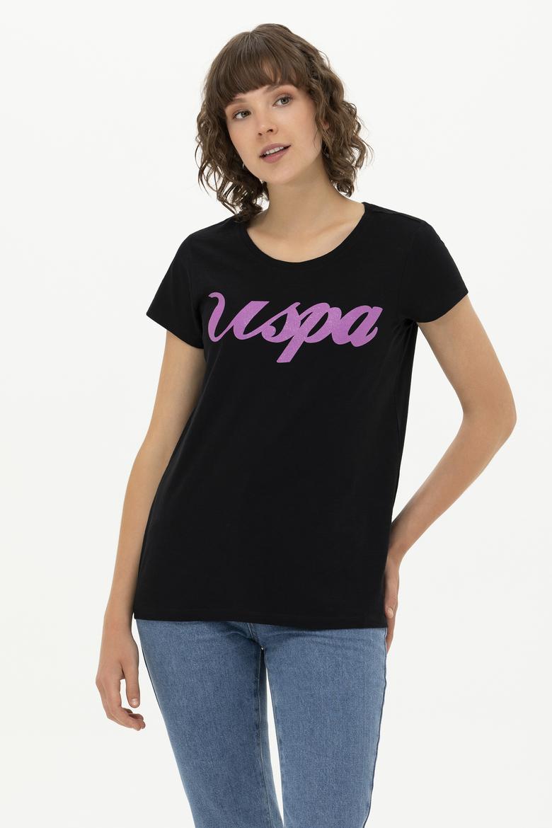 Kadın Siyah Bisiklet Yaka Tişört