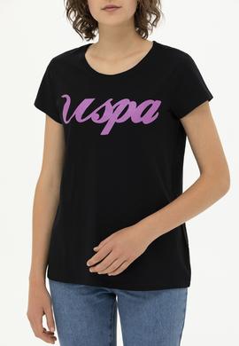 Kadın Siyah Bisiklet Yaka Tişört - 50251960022