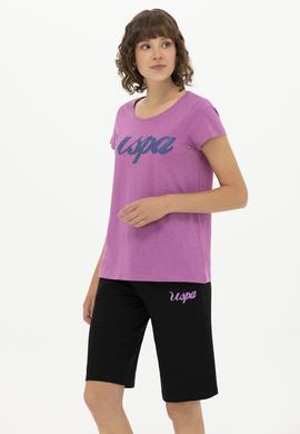 Kadın Menekşe Bisiklet Yaka Tişört - 50251960029