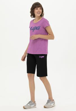 Kadın Menekşe Bisiklet Yaka Tişört - 50251960029