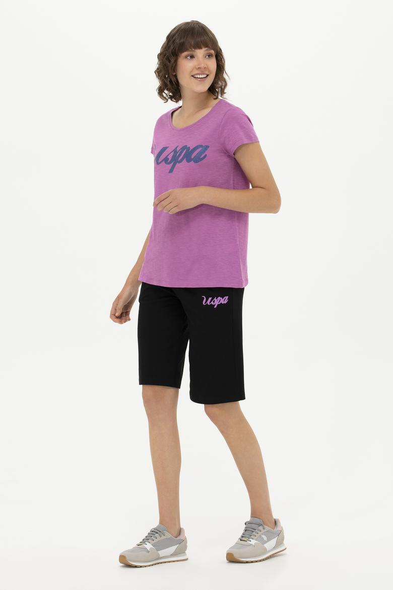 Kadın Menekşe Bisiklet Yaka Tişört - 50251960029