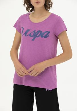 Kadın Menekşe Bisiklet Yaka Tişört - 50251960029