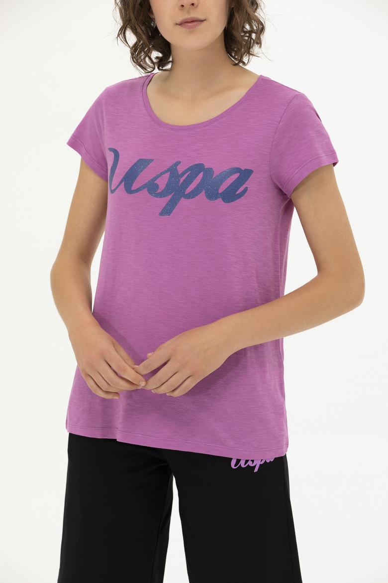 Kadın Menekşe Bisiklet Yaka Tişört - 50251960029